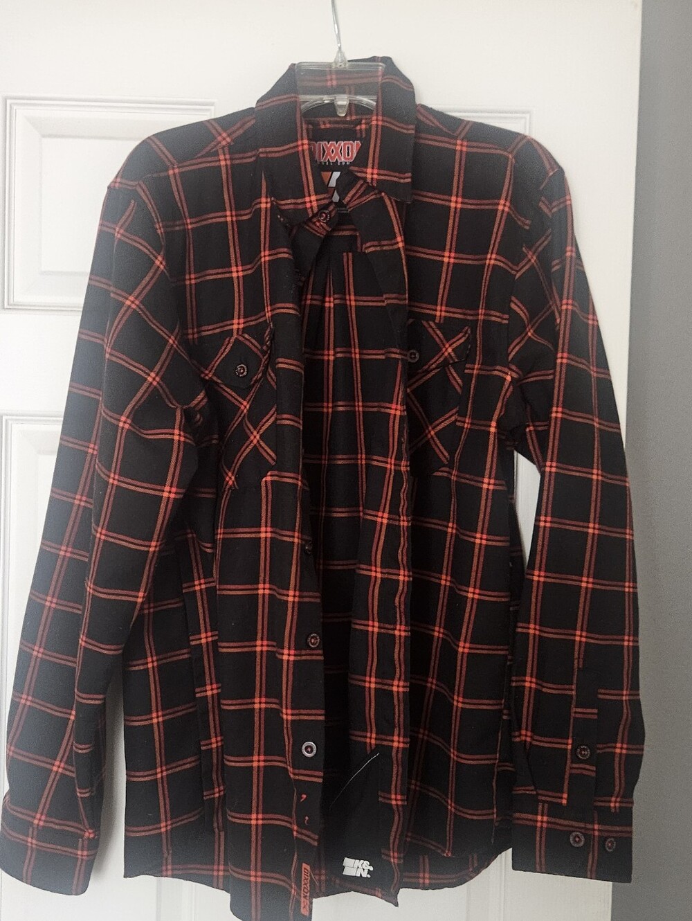 Dixxon Red & Black Plaid Men's Button-Up Jacket Shirt -K & N